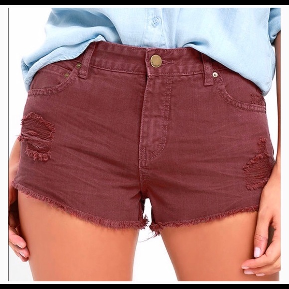 Billlabong Maroon high rise shorts - Picture 2 of 6